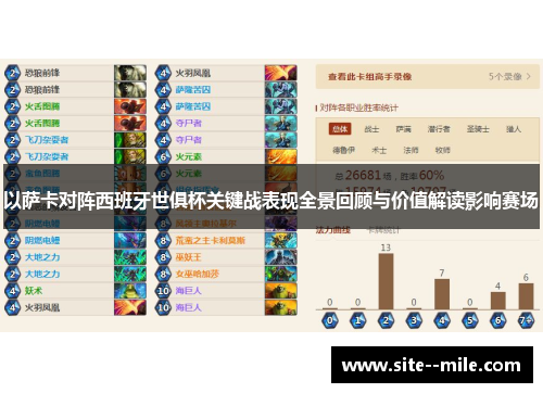 以萨卡对阵西班牙世俱杯关键战表现全景回顾与价值解读影响赛场